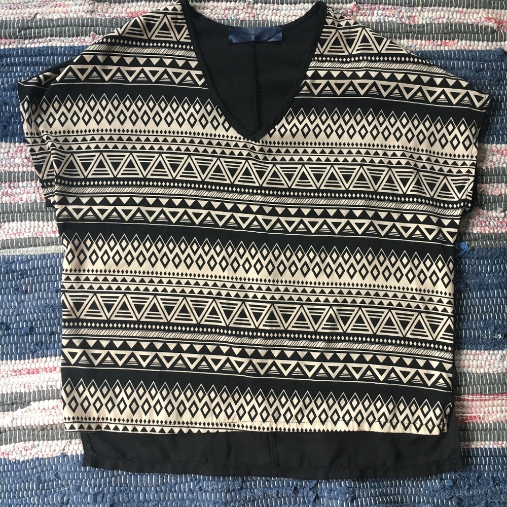 Francesca's Tribal Sheer V-neck Top